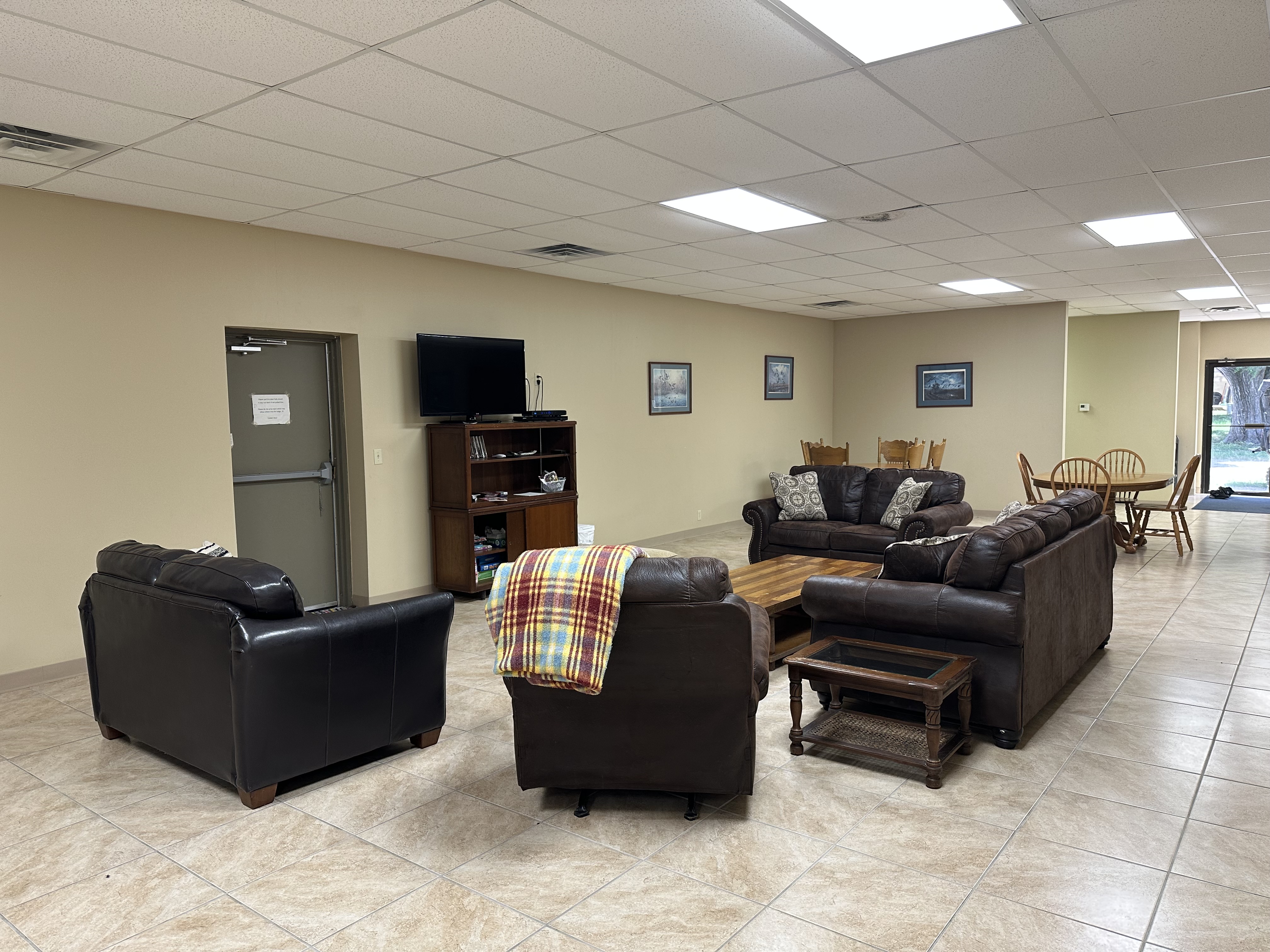 Open living and dining area